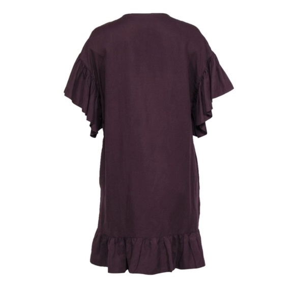 ULLA JOHNSON MARIANNE TWILL LACE-UP SHIFT DRESS SZ 0 BORDEAUX G8523 - Picture 4 of 7